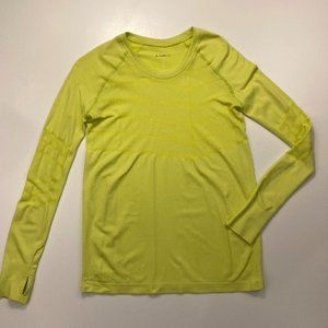 Oiselle Flyte Long Sleeve Athletic Tee Neon Yellow Medium